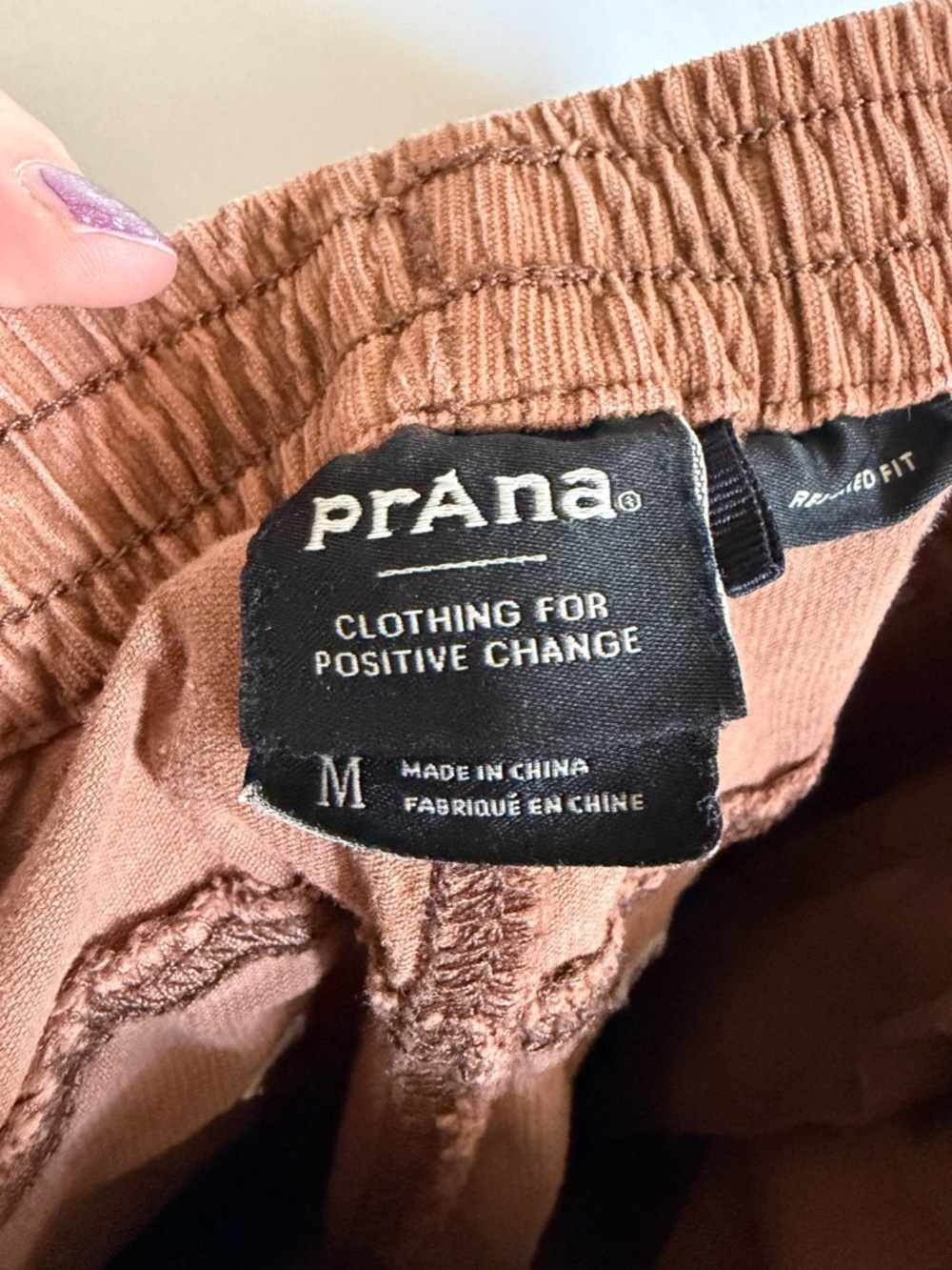 PrAna Brown Lost Highway Sepia Cargo Corduroy Jogger Pants size Medium EUC - Picture 9 of 11